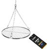 NAJDER Set griglia Rotonda in Acciaio Inox Ø600 mm con Catena sospesa Ø3 mm, Griglia per Barbecue Rotonda Girevole con Set Catena, Girevole e moschettone, per Barbecue sospeso