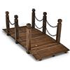 SOARS Ponte da Giardino in Legno di Abete Carbonizzato con Ringhiere di Catene, Ponticello Robusto Portata 180 kg, 150 x 67 x 55 cm, Marrone