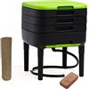 WormBox TinyWorm Design & Compact I Vermicompostaggio 3 vassoi I Kit Completo I Cassetto Scorrevole I Piedi plastica