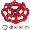 M METERXITY 1-Set Manopola Per Rubinetto Esterno, Foro Quadrato 7x7mm Ghisa Verniciata Con Viti, Dadi E Rondella In Alluminio Per Cortile/Bagno, Sostituzione Manopola Rubinetto [Rosso]