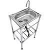 XUNFAKE Set Di Lavandino In Acciaio Inox Mobile, Lavello Da Cucina 1 Vasca, Rubinetto Dell'acqua Calda e fredda, Giardino Da Esterno Lavando Lavello (38x33x83cm)