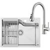 CECIPA 60x45 cm Lavello con Arco Rubinetto Cucina Estraibile, Lavandino Cucina 1 Vasca in Acciaio Inox per Mobile da 60cm