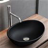 Mai & Mai Lavabo da Appoggio 42x34x14,5cm, Lavandino Bagno da Appoggio Ovale in Ceramica Nano Rivestimenti Inclusi Nero Opaco Brüssel205