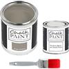 Chalk PAiNT PAINT EVERYTHING CHALK PAINT EVERYTHING Grigio Tortora & FINITURA + PENNELLO - Kit Pronto Vernicia e Proteggi (750 ml Colore + 250 ml Finitura + Pennello Professionale 40 mm)
