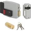 CISA 111611501, Serratura Elettrica da Applicare, 12V, Verniciato Grigio Alluminio, Entrata 50, Mano Destra, Cilindro a tubo