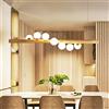 ENXING Lampada A Sospensione A LED in Legno Luci A Sospensione Palla Regolabile in Altezza Fatta Di Lampade in Vetro Con Plafoniera Retro Illuminante G9 Per Sala Da Pranzo (7 Luci) Lampadario