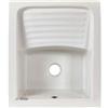 Jo-Bagno.it Vasca Lavatoio da Incasso o sospeso 45x50 con Strizzatoio Integrato, con funzione lavapanni in Ceramica Bianca con Kit Sifoneria Incluso per montaggio