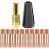 Dorccsi Kit di punte per ugelli senza gas per saldatrice a filo animato, punte di contatto multiuso per saldatrice a filo animato, diffusori di gas per ugelli senza per pistola per, p