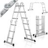 Juskys Scala multifunzionale pieghevole in alluminio Juskys 3x4 gradini, 3,6 m, portata fino a 150 kg - snodabile in 4 pezzi