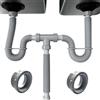Todikaper Kit di scarico doppio per lavello regolabile, flessibile, trappola a P da 1-1/2 e 1-1/4, tubi estensibili da 20 a 80 cm, in plastica grigia, set idraulico