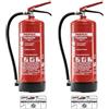 MBS FIRE PROTEX - 2 estintori a polvere - Protex PDE 6 estintori a polvere - 6 kg - per le classi di fuoco ABC - DIN EN 3 e CE - ciascuno 9,5 kg - con pratico supporto - con piastra di prova - Made in EU