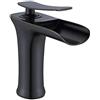 Gx Rubinetto Bagno Cascata, Rubinetto Bagno Lavabo, Nero Ottone Rubinetto Lavabo, Acqua Calda E Fredda Disponibile, Alto Miscelatore Monocomando, Per Bagno o Avabo Bagno, Con Valvola In Ceramica, Antico