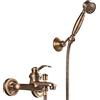 Gx Rubinetto Vasca Bagno, Nero Miscelatore Monocomando Esterno Per Vasca/doccia, Con Doccetta E Tubo Flessibile Doccia Da 1.5M Vasca Da Bagno Miscelatore a Parete, Ottone, Stile Anticato