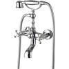 LAKKOAKOAA Rubinetto Vasca Da Bagno Miscelatore Vasca Da Bagno Ottone Due Maniglie Antico Vintage Stile, Rubinetto Doccia Da Muro Con Doccetta E Flessibile Doccia Da 1,5 M, Cromo, Argento
