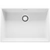 PRIMAGRAN Lavello sottotop Bianco 66x47cm, Lavandino in Granito a 1 vasca + Sifone Classico, Lavabo da Cucina al Mobile 70cm - London S388