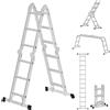SONGMICS Scala Multifunzione in Alluminio, Scala a Gradini, Scaletta Domestica, 4 x 3 Gradini, fino a 150 kg, 12 Gradini, Design 6-in-1, Lunga 326 cm, Colore Argento GLT36M
