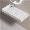 doporro Lavabo Bagno Sospeso 100 cm Rettangolare in Resina Bianco Opaco con Vasca Integrata a Sinistra e Piletta Inclusa - Colossum630