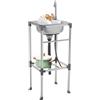 Wulimasun Lavello esterno, Lavabo multifunzione in acciaio inossidabile, lavello mobile freestanding con rubinetto e 1 vassoio lavabo multifunzione 42 x 37 x 83 cm, per cucina, ristorante, giardino