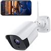 ANFEL Telecamera WiFi di sorveglianza da esterno HD 1080p 2.4GHz con visione notturna e audio bidirezionale IP66 Impermeabile Telec. IP esterna/interna Intercettazione movimenti Zoom manuale IOS/Android