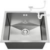 ANW HOME Lavello Cucina 1 Vasca Lavello Acciaio Inox Universale a Incasso o Sottotop, 47x45 cm, Argento, Rivestimento Nano, Spessore 3,0/1 mm, 22 cm Profondo, con Sifone
