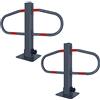 NAIZY 2x Barriera Parcheggio Pieghevole Palo Con 6 Chiavi & Adesivi Riflettenti Stecca Parcheggio 73x51cm Barriera In Metallo Zincato Per Parcheggi Auto, Argento