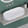 Mai & Mai Lavabo da Appoggio 70x35.5x10cm, Lavandino Bagno Colossum826 Lavabo da Marmo Fuso, Bianco Lucido