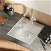 CECIPA 44x49 cm Lavello Cucina 1 Vasca in Acciaio Inox con Foro, Lavandino Cucina 1 Vasca per Mobile da 45cm, Lavello da Incasso o Banco con Sifone e Scarico