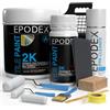 EPODEX 2K Vernice per piastrelle con accessori - Grigio ferro - Pastel | Vernice epossidica per cucina, bagno e altri ambienti, per piastrelle da parete e pavimento - 1,8kg Copre 7m² (2 mani)