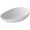 doporro Lavabo da Appoggio, Lavandino Bagno 59.8x36x14cm, Lavabo Ovale da Minerale Fuso Colossum809, Biano Opaco