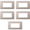 Electron 5 Placche, 4 moduli/posti, Compatibile Con Vimar Plana, colore sabbia, Placche In plastica di alta qualità, 100% compatibile con i supporti e i moduli originali