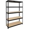 GiaSta Scaffale legno metallo 5 ripiani cm L120xP45xH180 Alta portata Nero Incastro