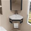 Hynbdes Lavello in ceramica Lavello da bagno a parete lavabo angolare, Lavabo ad angolo in ceramica per piccoli spazi, Lavandino bagno, per cucina, WC, bagno, caravan, bianco Nero-43 * 43