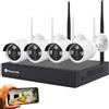 Generico Kit Videosorveglianza Wireless, HD 4 Telecamere WiFi, Sistema IP Remoto con NVR, Supporto 5G e Connessione LAN, Sistema di Sorveglianza Rivelazione Movimento.