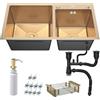 ANW HOME Lavello Cucina 2 Vasche, Lavandino Cucina in Acciaio Inox 78x43 cm, da Incasso, Oro PVD con Rivestimento Nano, Spessore 3.0+1 mm