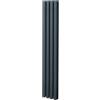 Monster Shop Radiatore a colonna ovale 1600mm x 240mm Designer Doppio pannello Termosifone Grigio antracite Acciaio Inclusi Spazzola per la pulizia Kit di fissaggio e staffe