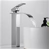 XDSMB Miscelatore Lavabo Alto,Rubinetto A Cascata Per Lavabo Monocomando,Rubinetto Lavabo Bagno In Ottone,cromo