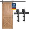 ATTAS Set completo per porta scorrevole, 200 cm, per porte in legno, binario con ruote e guide scorrevoli, con materiale di montaggio e guida a pavimento, guide per porte scorrevoli