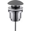 Inbagno Piletta Di Scarico Universale Click Clack In Acciaio Con Tappo In Ceramica Grigio Opaco, Compatibile Sia Con Fori Troppo Pieno Che Senza