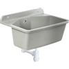 gospo Piscina per versare gospo con sifone, 46 x 37 x 20 cm, lavabo in plastica, lavaggio per garage, seminterrato, lavanderia, officina, gruppo muro, piatto, lavandino inclusi accessori (grigio)