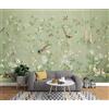 Wallpaper-3D-WYJ Carta da parati Nostalgica Pastorale Carta da parati 3D Fiori e uccelli Meticolosa verde dipinto a mano stile cinese Murales carta da parati fotomurali murale Soggiorno camera da letto-430cm×300cm