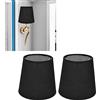 BestAlice 2 Pezzi Paralume Piccolo, Paralume in Tessuto Paralume per Lampadario, Clip On Paralume per Lampada da Interno Paralume in Tessuto Stile Europeo per Lampadario E14 Lampada(Nero)