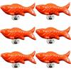 Frolahouse 6 pomelli in ceramica a forma di pesce, simpatici maniglie per mobili da cucina, armadio, bagno, cassettiere e armadio (arancione)
