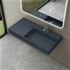 doporro Lavabo Bagno Sospeso Lavabo da Appoggio Rettangolare in Marmo Resina Antracite Opaco, Vasca a Destra 90x48x13 cm con 1 Foro Rubinetto e Piletta Scarico, Colossum12