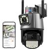 MF artSHOP Telecamera di Sicurezza Esterna WiFi, PTZ 4K 8MP, Doppia Lente con Audio Bidirezionale, Visione Notturna a Colori, Tracciamento Automatico, IP66 Impermeabile