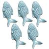 FBSHOP(TM), 5 maniglie vintage in ceramica blu a forma di pesce, per cassetti e armadi, per la casa e la cucina