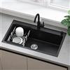 MiaJJooLi Lavandino Cucina 1 Vasca in Acciaio Inox 304 con Rubinetto Set 80x45 cm,Lavello Nero con Dispenser Sapone y Set di Drenaggio,da Incasso o Banco
