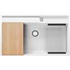 PRIMAGRAN Lavello da Cucina Bianco 88x53cm, Lavandino in Granito a 1 vasca + Sifone Classico, Lavabo da Cucina Incasso al Mobile 90cm - Oslo 90 Pocket S456