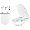 SONGMICS Sedile WC a Forma di D Lungo, Copriwater a Chiusura Rallentata, Sgancio Rapido, Asse WC Universale Facile da Montare, Sedile Water in Urea-duroplast, Regge 300 kg, Bianco BTL102WZ01