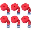 Bseical 6 Pezzi Cinghie Di Fissaggio Con Cricchetto Professionali, Cinghie Di Tensionamento, Cinghie Per Trasporto Di Ancoraggio Per Camping Outdoor Auto Bici Moto Ect (25mm*1m, rosso)