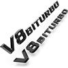 Fouring 2pcs V8 BITURBO Logo Emblema Parafango Laterale - Destra Targhetta Adesiva Decorazione Modificata (nero)